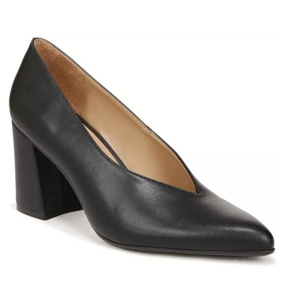 Naturalizer Black - Paden - Chunky Block Heel Pointed Toe Pump - Women's Size 11 - Picture 1 of 11